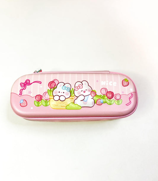 Cute Bunny Double Zipper Pencil Pouch