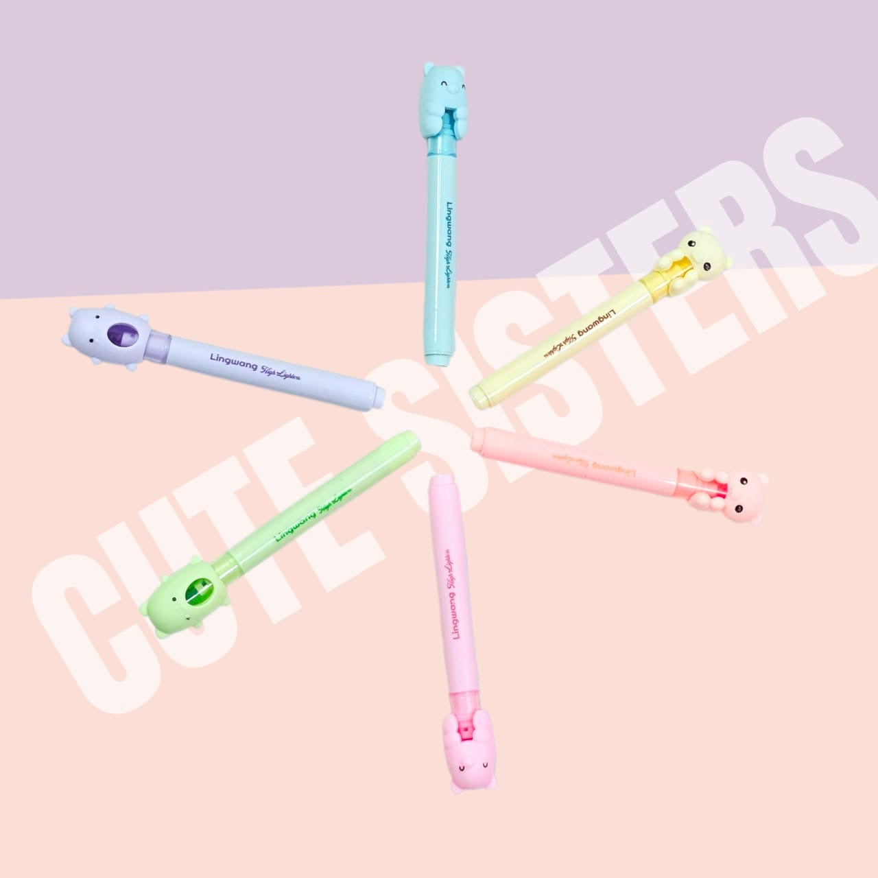 Sister Highlighter – 6pc Set with Cute Animal Toppers