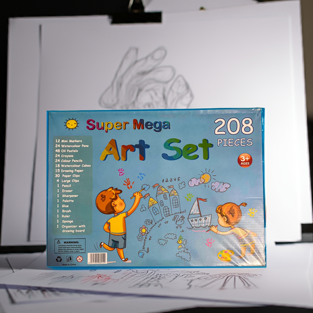 Super Mega 208-Piece Art Set with Drawing Stand Organizer