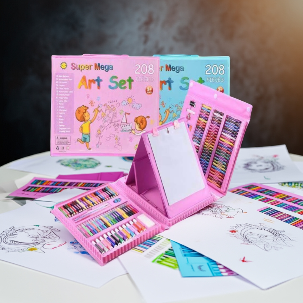 Super Mega 208-Piece Art Set with Drawing Stand Organizer