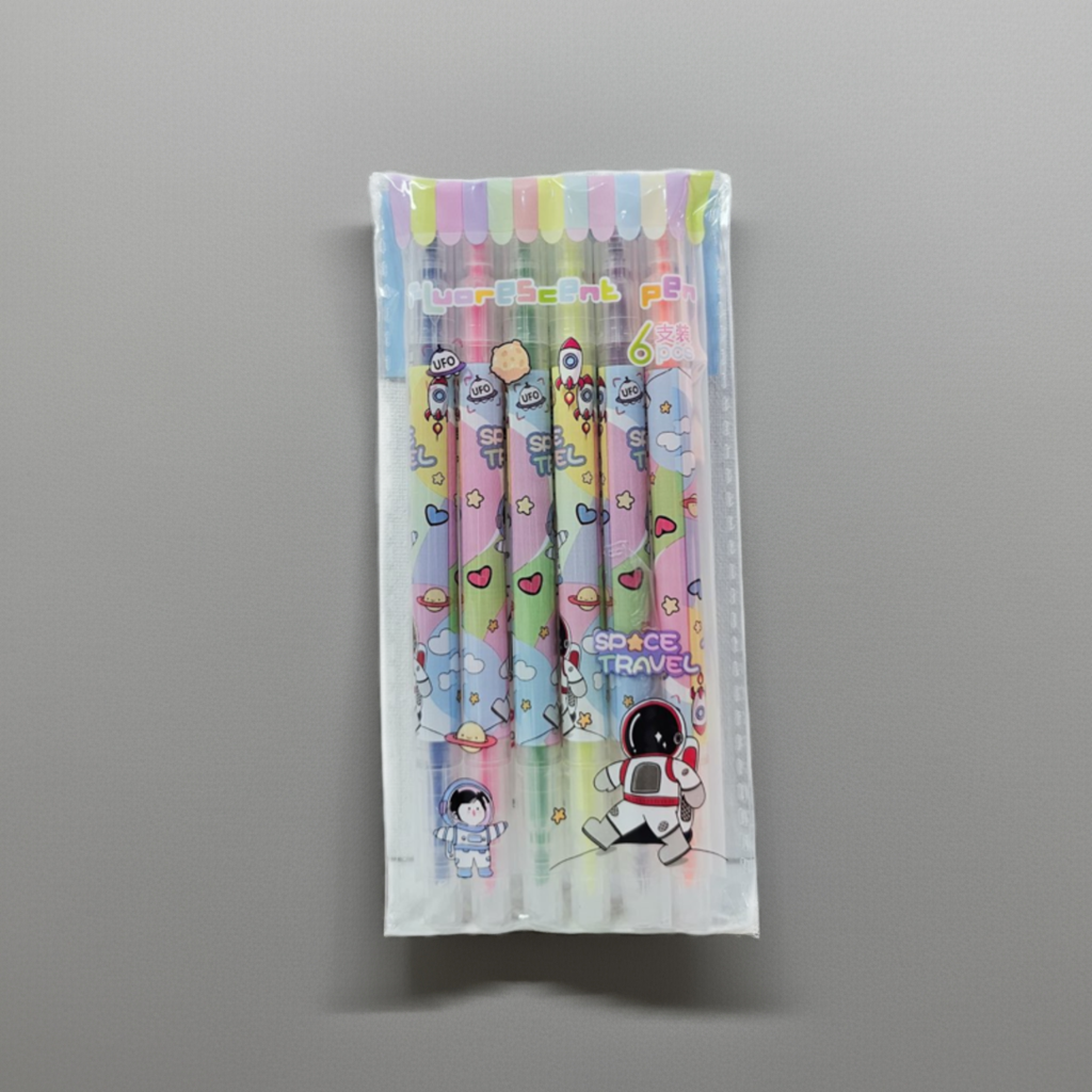 Kawaii Highlighter &amp; Fluorescent Pen Set – 6 Colors