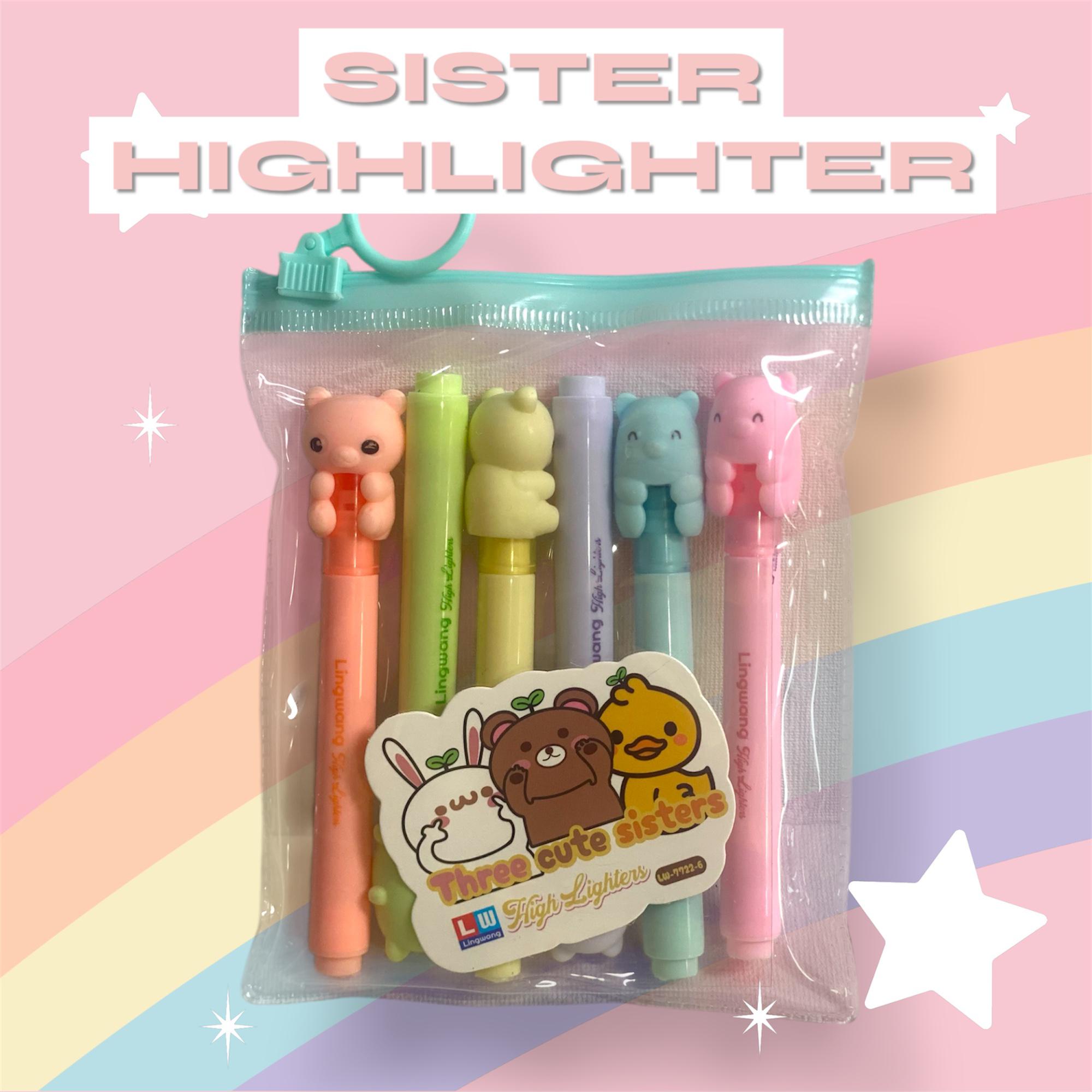Sister Highlighter – 6pc Set with Cute Animal Toppers