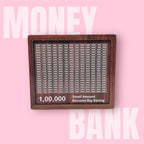Wooden Money Saving Box – ₹1,00,000 Target Grid Bank