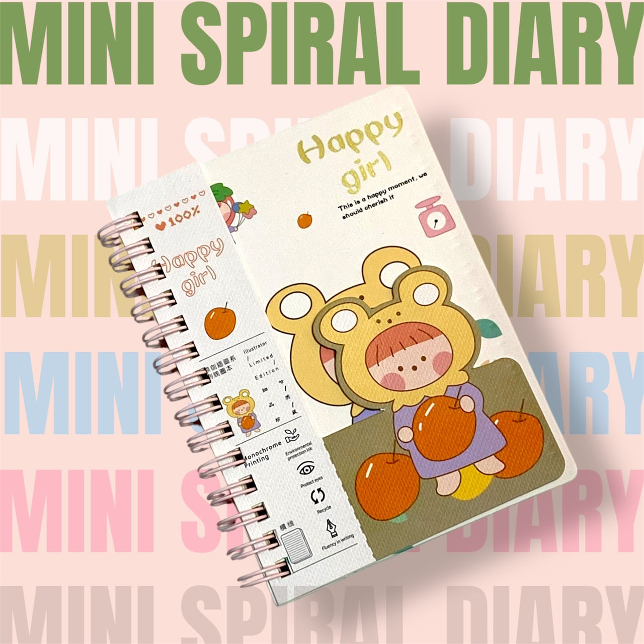 Mini Spiral Diary – Happy Girl Series