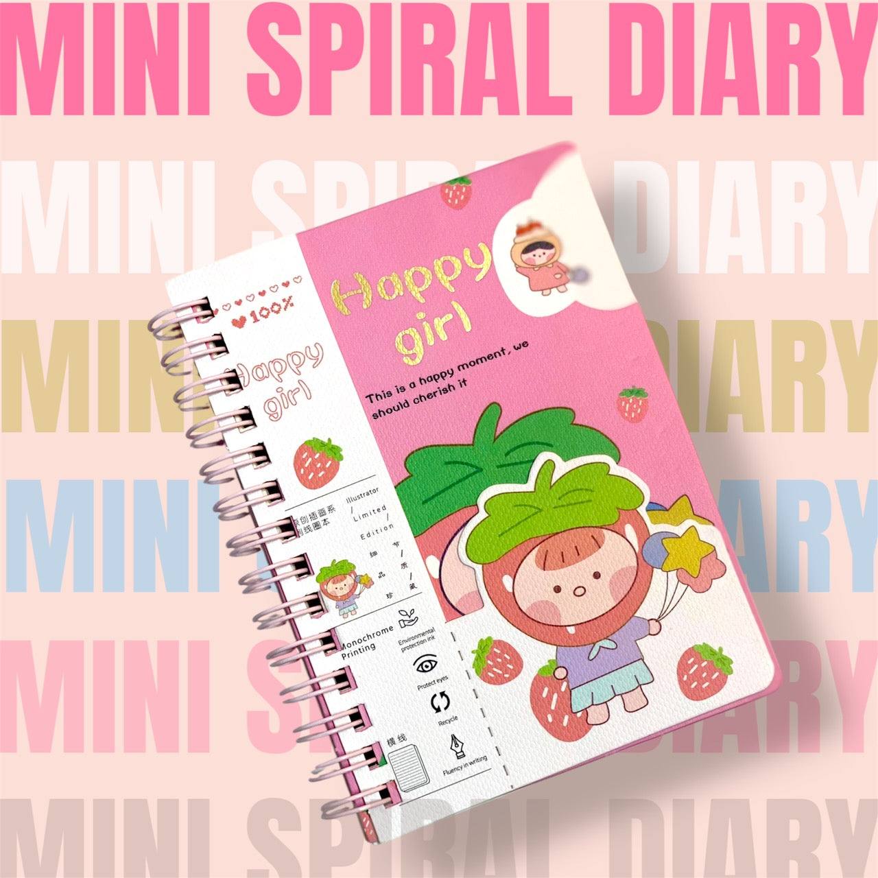 Mini Spiral Diary – Happy Girl Series