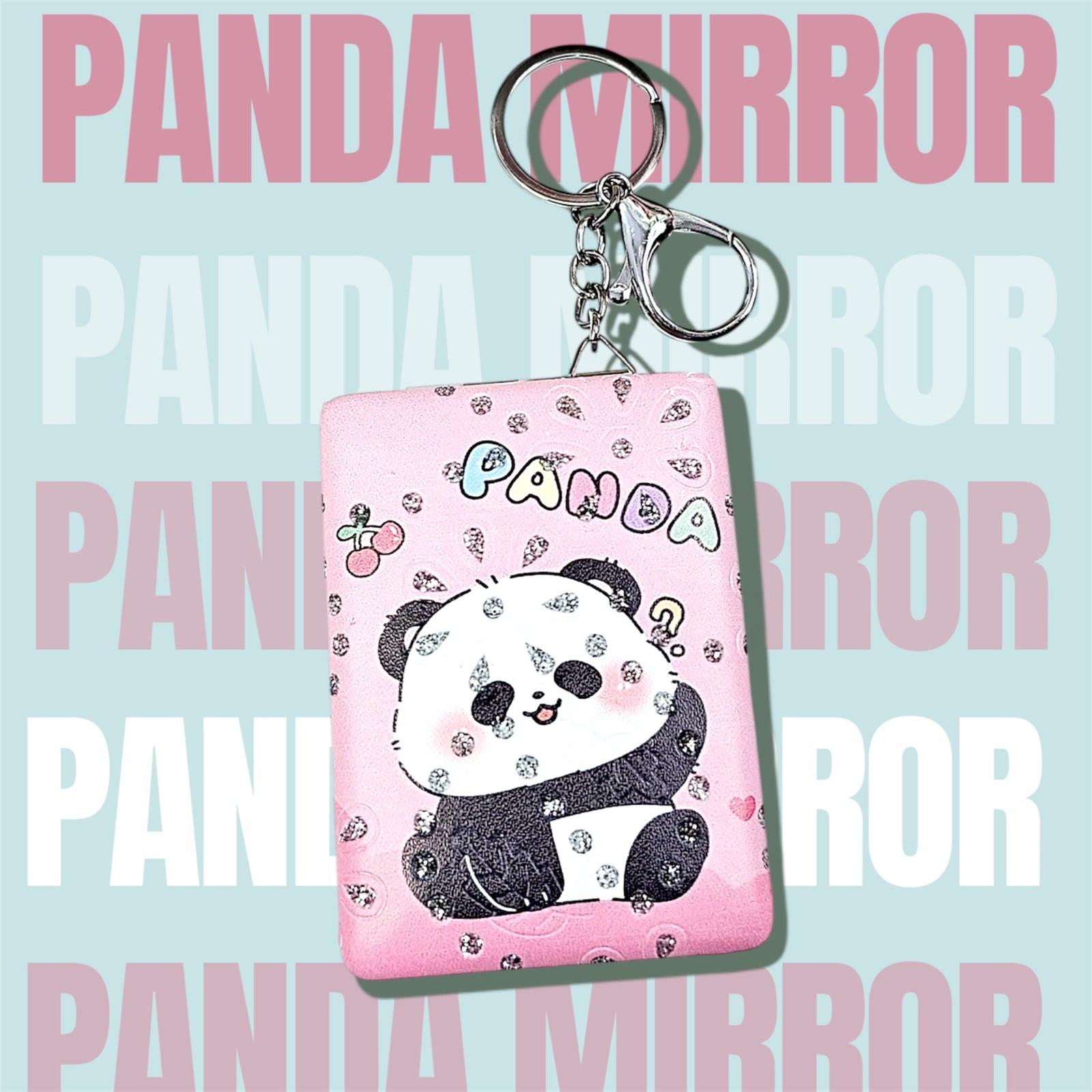 Kawaii Panda Mirror Keychain – Glitter Edition