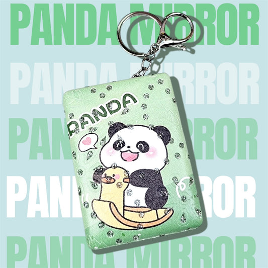 Kawaii Panda Mirror Keychain – Glitter Edition