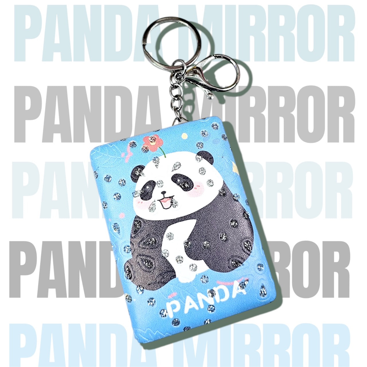 Kawaii Panda Mirror Keychain – Glitter Edition