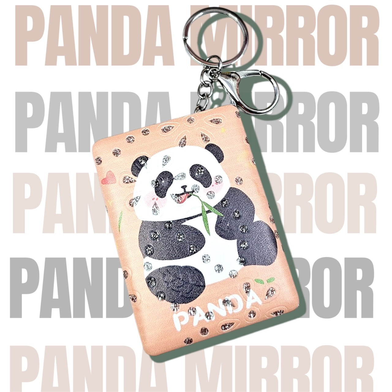 Kawaii Panda Mirror Keychain – Glitter Edition
