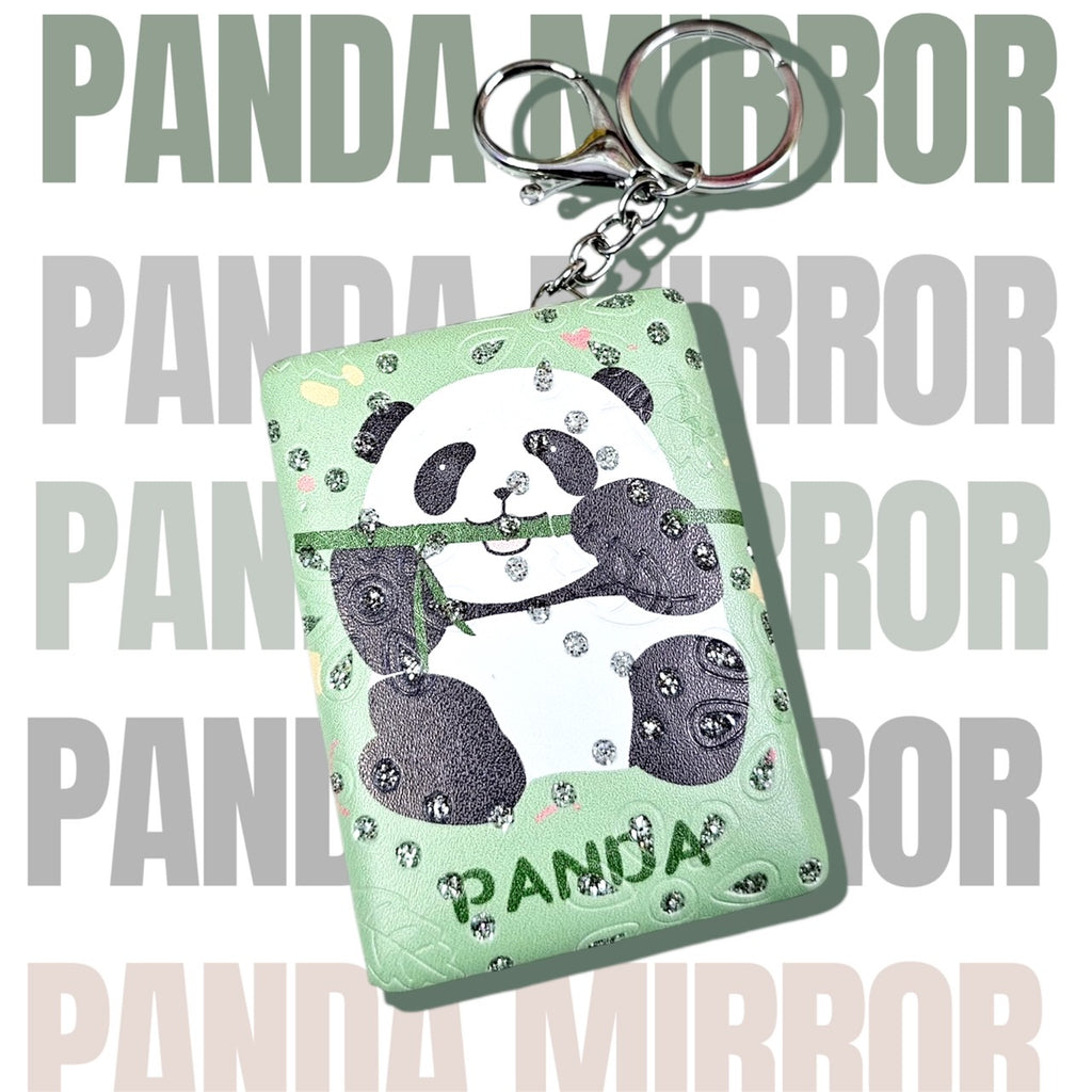 Kawaii Panda Mirror Keychain – Glitter Edition