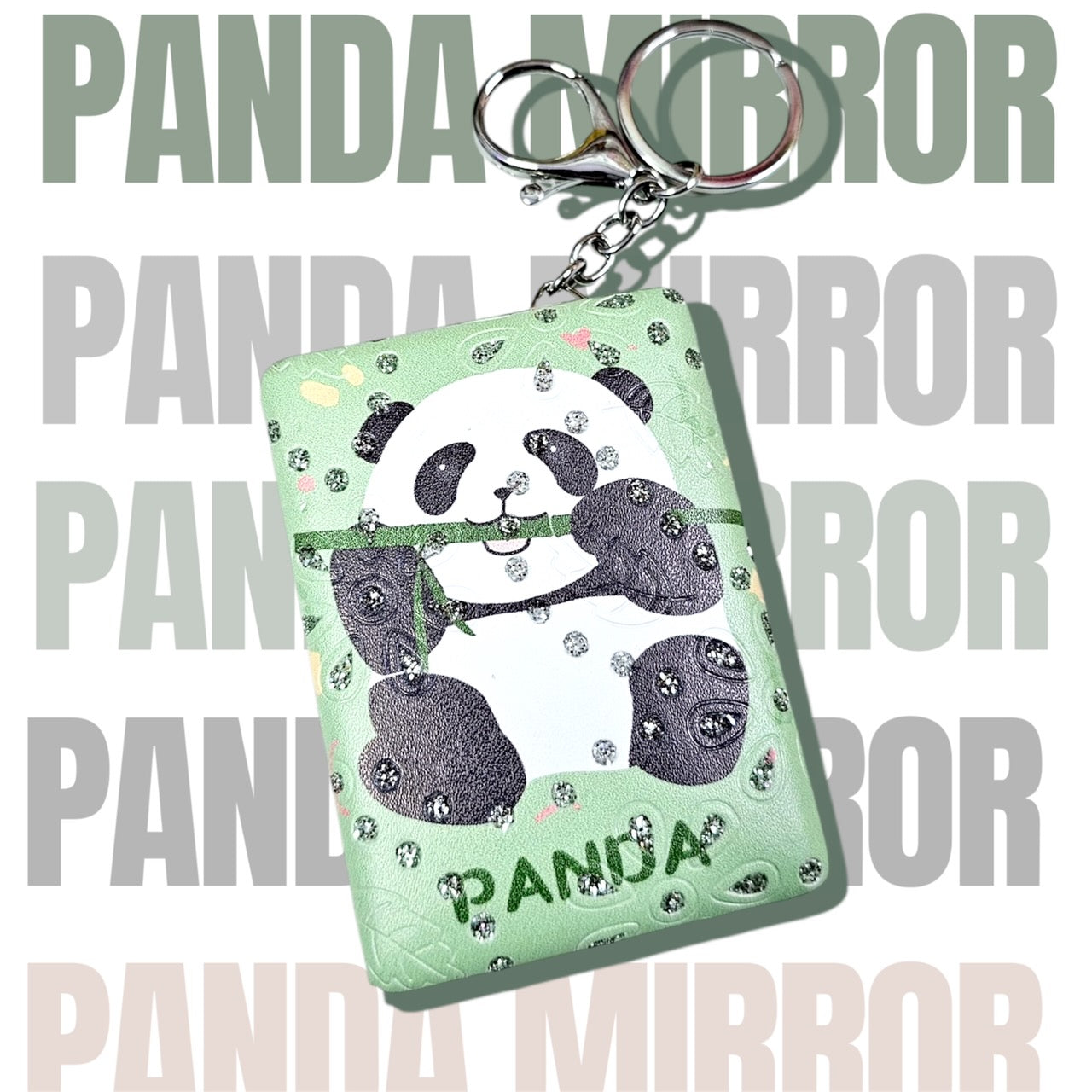 Kawaii Panda Mirror Keychain – Glitter Edition