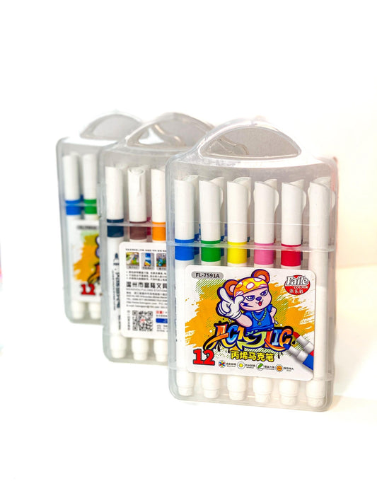 Acrylic Marker Pen Set – 12 Vibrant Colors
