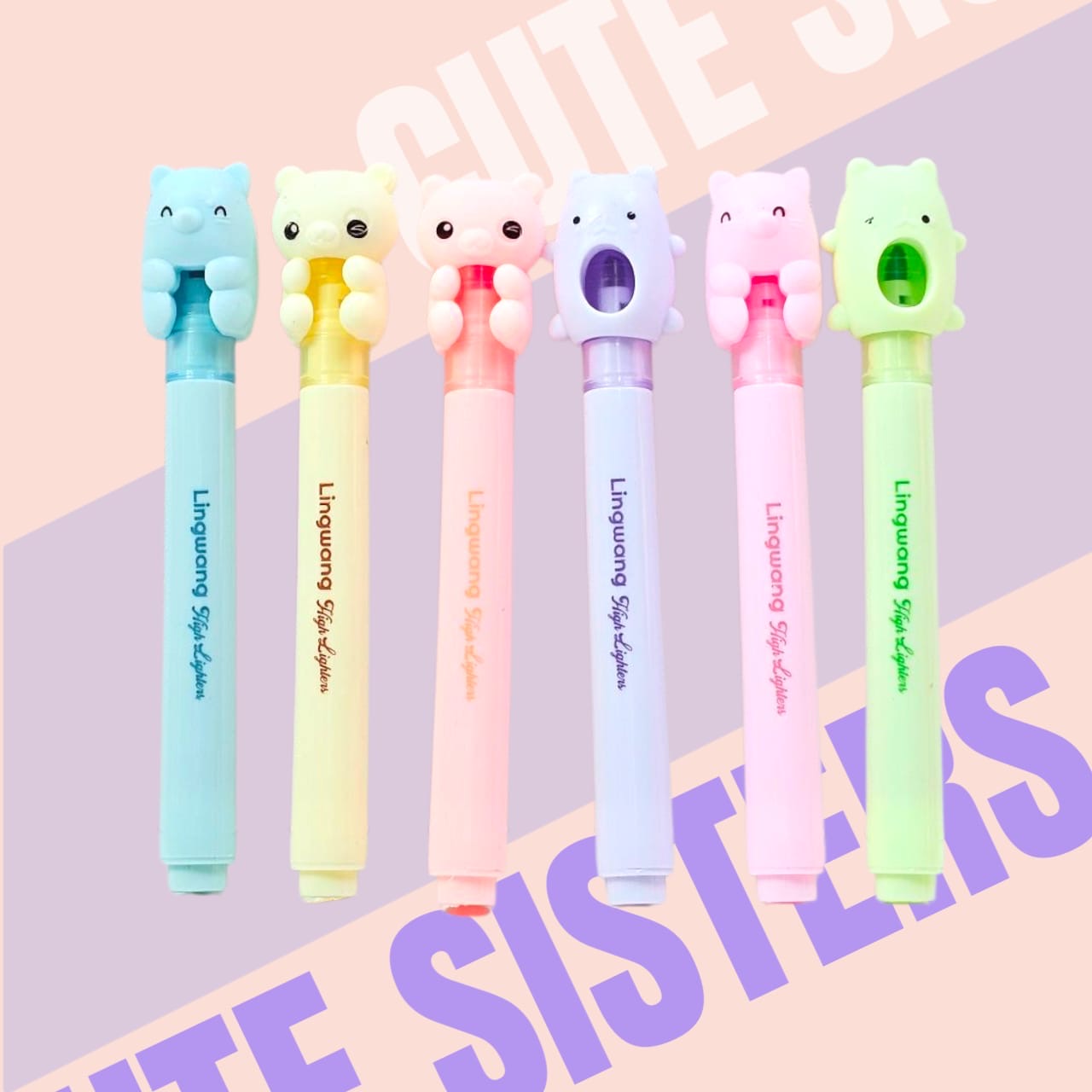 Sister Highlighter – 6pc Set with Cute Animal Toppers