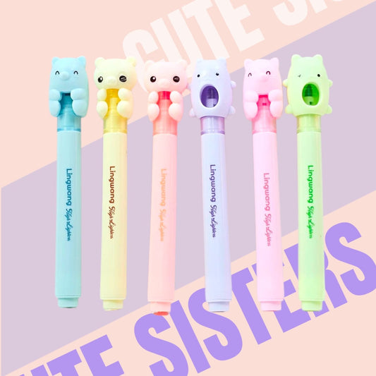 Sister Highlighter – 6pc Set with Cute Animal Toppers